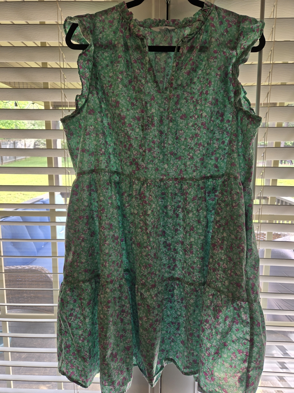 Time and Tru Green Floral Tiered Dress Sz XL - Picture 2 of 4